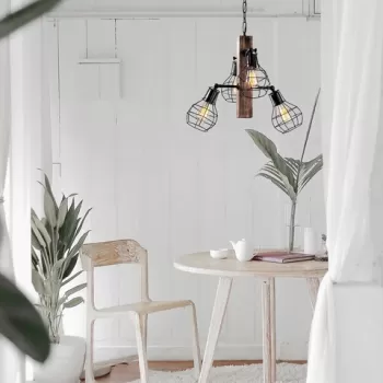 Lustra, Lustro, 521SHN3118, Corp din carpen, Negru/Lemn imagine