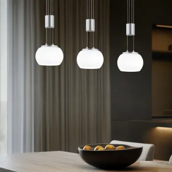 Lustra Madison, TRIO, 87x16x150 cm, 8W, 3x SMD, aluminiu, argintiu mat imagine