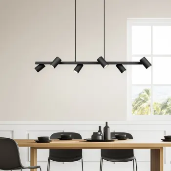 Lustra Marley, TRIO, 115x18x150 cm, 35W, 6x GU10, metal, negru mat imagine