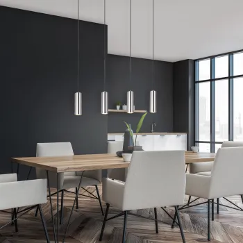 Lustra Marley, TRIO, 75x9x150 cm, 35W, 4x GU10, metal, argintiu mat/negru imagine