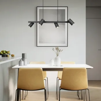 Lustra Marley, TRIO, 80x18x150 cm, 35W, 4x GU10, metal, negru mat imagine