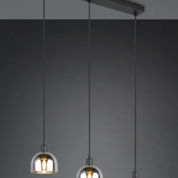 Lustra Molly, RL NOW, 60x12x150 cm, 10W, 3x E14, metal, negru mat/argintiu imagine