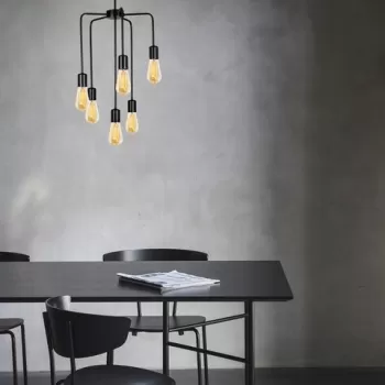 Lustra, Opviq, 892OPV1436, Fier, Negru imagine