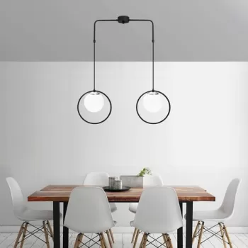 Lustra, Opviq, 892OPV1484, Metal, Alb/Negru imagine