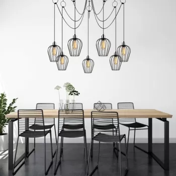 Lustra, Opviq, 892OPV1716, Metal, Negru imagine