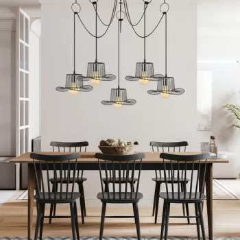 Lustra, Opviq, 892OPV1729, Metal, Negru imagine