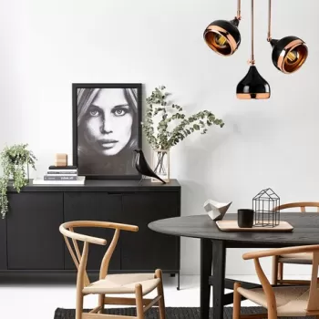 Lustra, Opviq, 892OPV1763, Metal, Negru/Cupru imagine