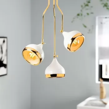 Lustra, Opviq, 892OPV1764, Metal, Alb/Auriu imagine