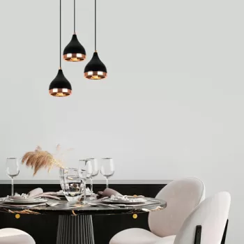 Lustra, Opviq, 892OPV1942, Metal, Negru/Cupru imagine