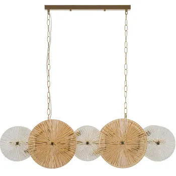 Lustra Osaka, Mauro Ferretti, 8 x E14, 20W, 100x23x28 cm, fier/sticla, auriu/maro/transparent imagine