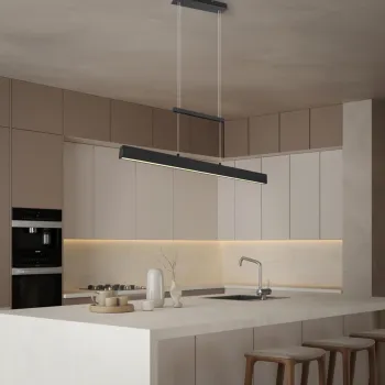 Lustra Paros, RL, 90x11x150 cm, 22W / 5.5W, 2x SMD, metal, negru mat imagine