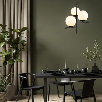 Lustra Pure, TRIO, 40x150 cm, 28W, 3x E14, metal, negru mat/alb imagine