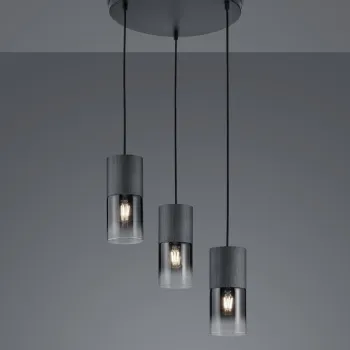 Lustra Robin, TRIO, 37x150 cm, 28W, 3x E27, metal, negru mat imagine