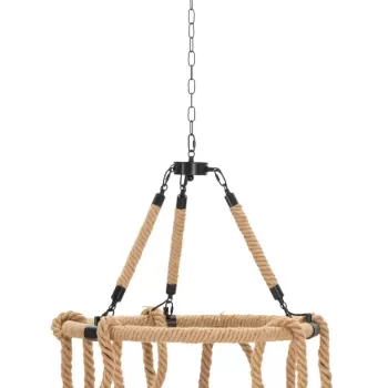 Lustra Rope Circle, Mauro Ferretti, O64 x 90 cm, 6 x E27, 20W, fier/sfoara, maro/negru imagine