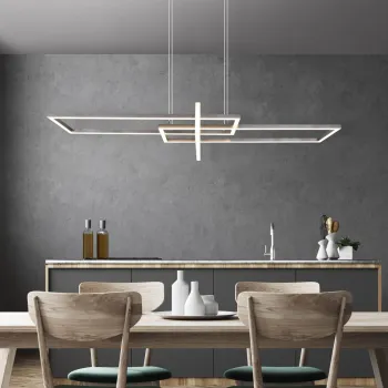 Lustra Salinas, TRIO, 110x40x150 cm, 34W, 1x SMD, metal, argintiu mat imagine