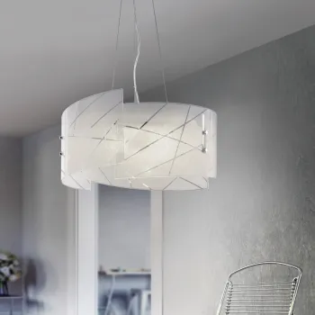 Lustra Sandrina, TRIO, 50x150 cm, 40W, 3x E27, sticla, alb imagine