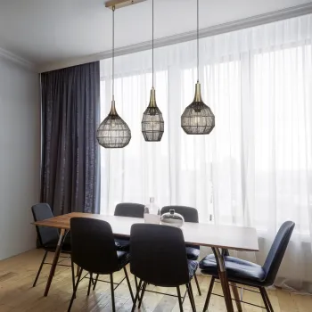 Lustra Soraya, TRIO, 80x26x150 cm, 10W, 3x E27, metal, bronz antic imagine