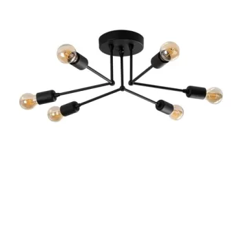 Lustra, Sparrow - 1231, Tatum, 60 x 60 x 16 cm, 6 x E27, 40W, negru imagine