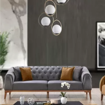 Lustra, Stala, 846STL2848, Metal, Alb / Cupru imagine