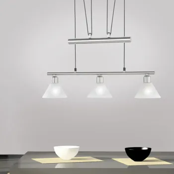 Lustra Stamina, TRIO, 66x14x180 cm, 40W, 3x E14, metal, nichel mat imagine
