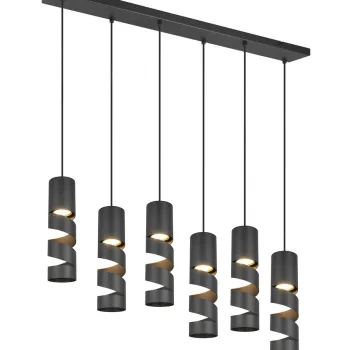 Lustra Stream, TRIO, 100x9x150 cm, 10W, 6x GU10, metal, negru mat imagine