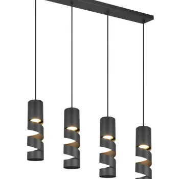 Lustra Stream, TRIO, 80x9x150 cm, 10W, 4x GU10, metal, negru mat imagine