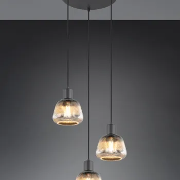 Lustra Tarifa, TRIO, 25x15x150 cm, 25W, 3x E27, metal, negru mat/argintiu imagine