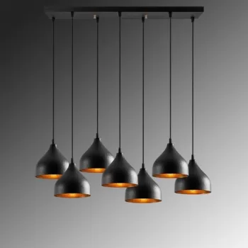 Lustra, Tattoo - 6221, Tatum, 80 x 40 x 114 cm, 7 x E27, 40W, negru imagine