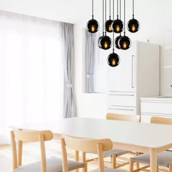 Lustra, Tatum, 584TTM1169, Fier, Negru / Fume imagine