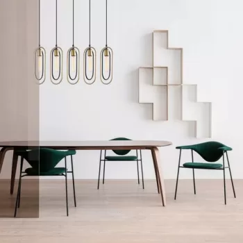 Lustra, Tatum, 584TTM1187, Metal, Negru/Auriu imagine