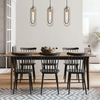 Lustra, Tatum, 584TTM1190, Metal, Negru/Auriu imagine