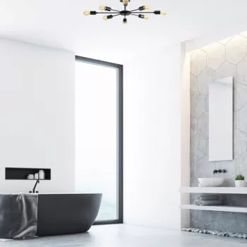 Lustra, Tatum, 584TTM1207, Fier, Negru imagine