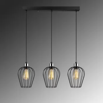 Lustra, Tel - 6701, Opviq, 70 x 20 x 115 cm, 3 x E27, 40W, negru imagine