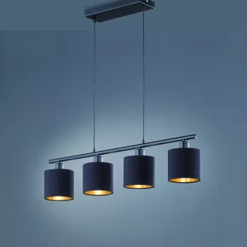 Lustra Tommy, RL, 75x12x150 cm, 28W, 4x E14, metal, negru mat imagine