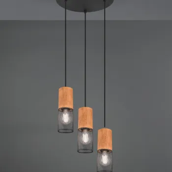 Lustra Tosh, TRIO, 28x150 cm, 40W, 3x E27, metal, negru mat/natur imagine