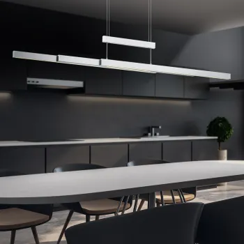 Lustra Trajan, TRIO, 150.5x6x150 cm, 45W, 1x SMD, metal, argintiu mat imagine