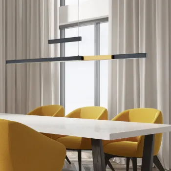 Lustra Trajan, TRIO, 150.5x6x150 cm, 45W, 1x SMD, metal, negru mat/natur imagine