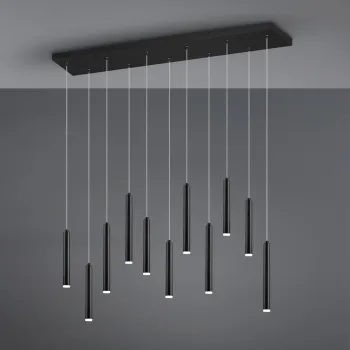 Lustra Tubular, TRIO, 115x15x150 cm, 2.8W, 11x SMD, metal, negru mat imagine