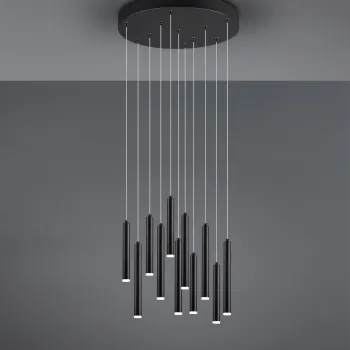 Lustra Tubular, TRIO, 40x150 cm, 2.8W, 11x SMD, metal, negru mat imagine