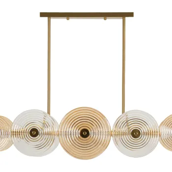 Lustra Venice, Mauro Ferretti, 7 x E14, 20W, 116x27x79 cm, sticla/fier, auriu/natural/maro imagine