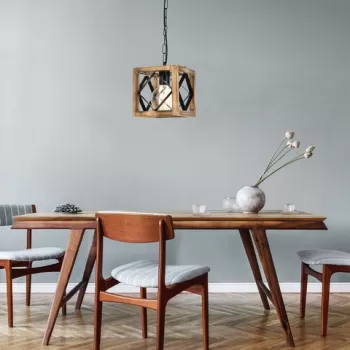 Lustra, Zikzak Rustik Sarkit, Beacon, 18 x 18 x 50 cm, 1 x E27, 60W, maro/negru imagine