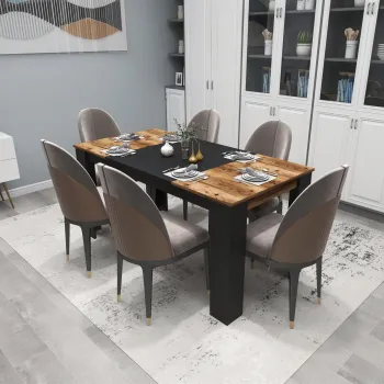 Masa, Arnetti, Line, 76.8x160x80 cm, PAL, Nuc deschis / Negru imagine