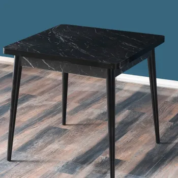 Masa, Beckley, Flora Bendir, 80x80x76.5 cm, Alb/Negru imagine