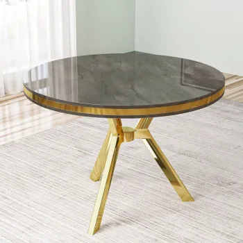 Masa, Charlotte, Mos, 90x74x90 cm, Antracit / Aur imagine