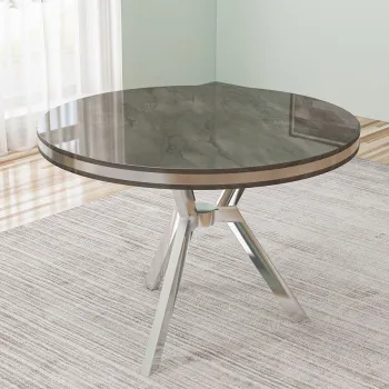 Masa, Charlotte, Mos, 90x74x90 cm, Antracit / Crom imagine