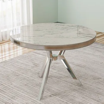 Masa, Charlotte, Mos, 90x74x90 cm, Marmura alba / Crom imagine