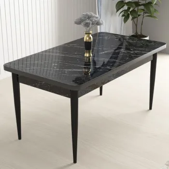 Masa, Charlotte, Nil, 110x76x71 cm, Marmura neagra / Negru imagine