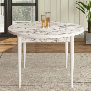 Masa, Charlotte, Rox, 90x75x90 cm, Marmura alba / Alb imagine