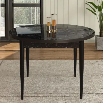 Masa, Charlotte, Rox, 90x75x90 cm, Marmura neagra / Negru imagine