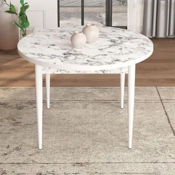 Masa, Charlotte, Tor, 90x75x90 cm, Marmura alba / Alb imagine